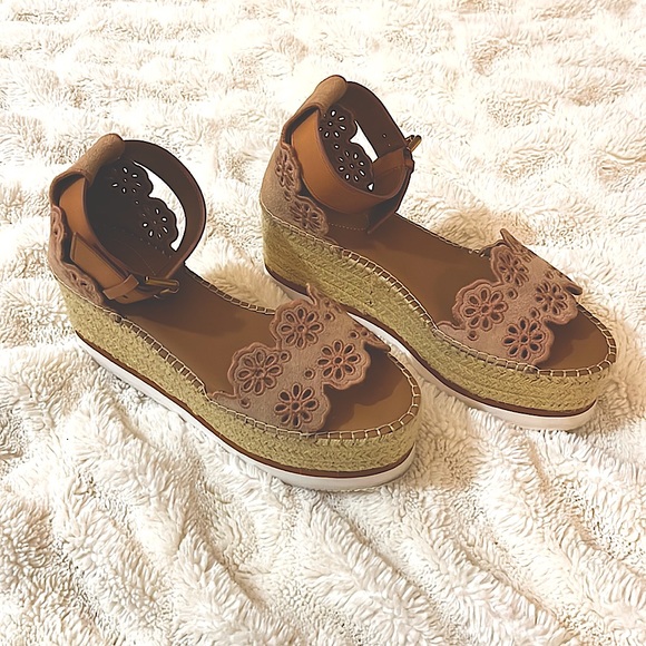 See By Chloe GLYN Espadrille Wedges in Antique Rose Size 8.5 - Picture 4 of 6